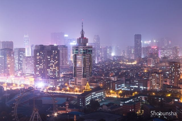 China Dalian city at night