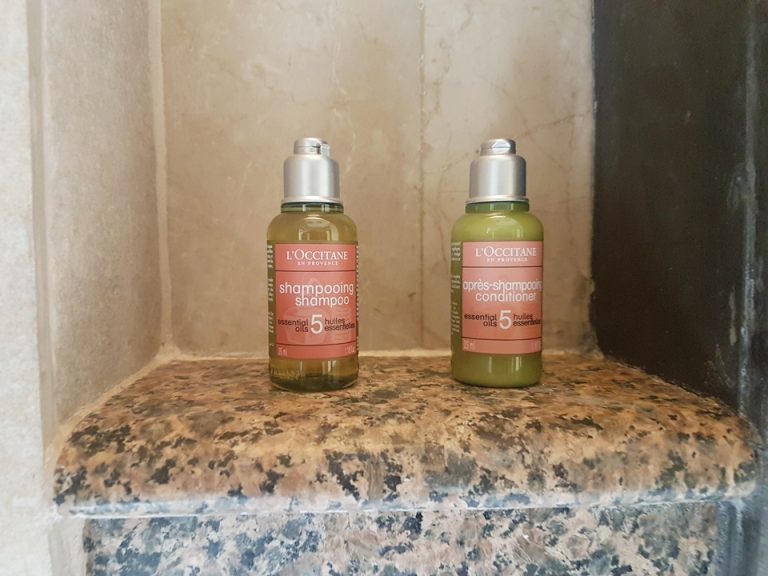 バスルーム:シャワー室にあるシャンプーとコンディショナー