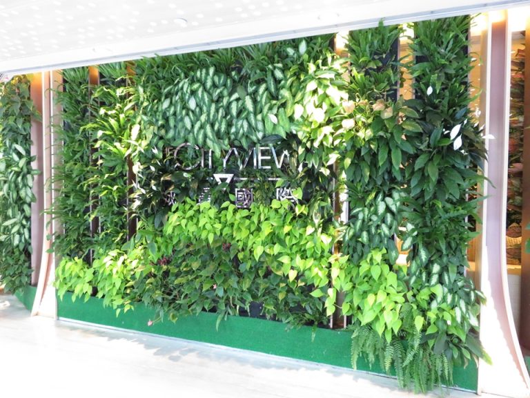 グリーンでいっぱいのホテル入り口