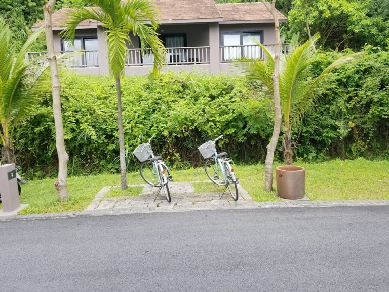 お部屋の前には自転車が置かれています。