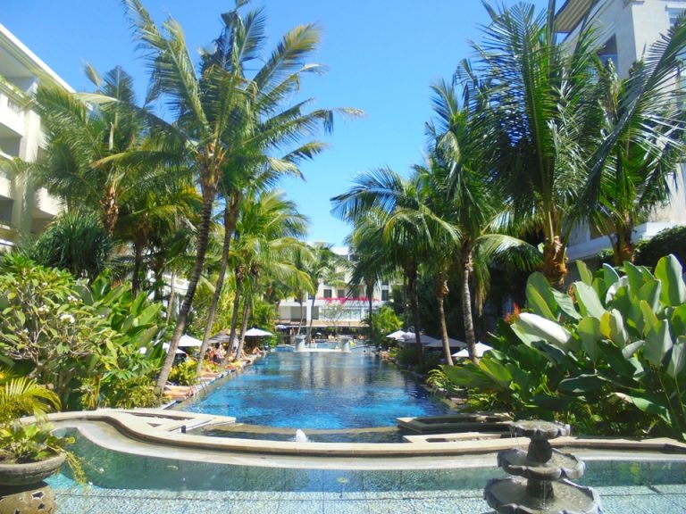 レセプション側から見たプールは絶景