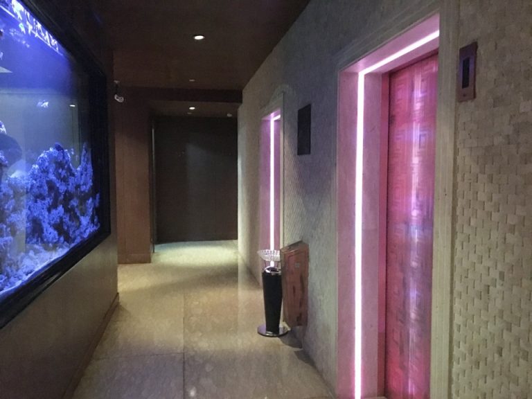 1階のエレベーターホール。フロントカウンターの後ろにあります