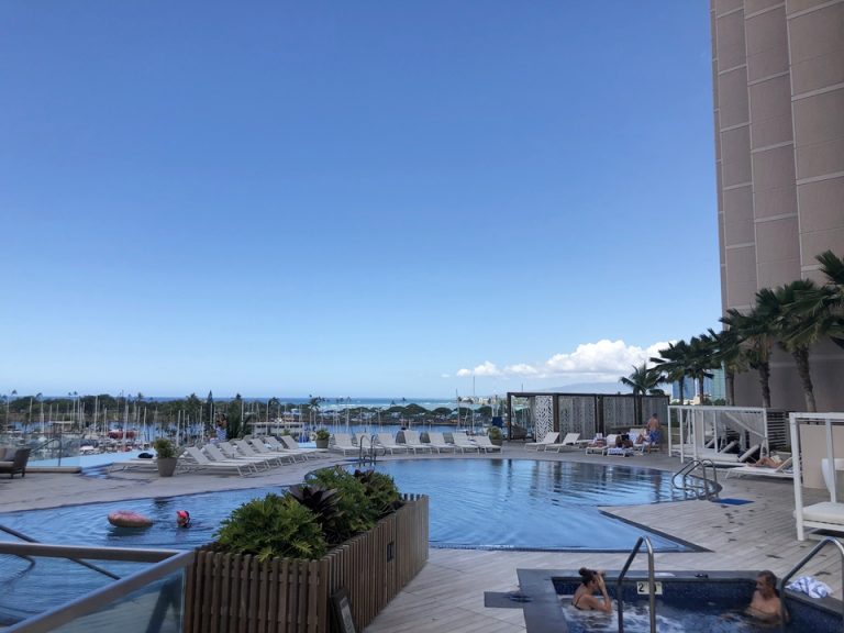 プール全体 手前には小さめですがジャグジーがあります。