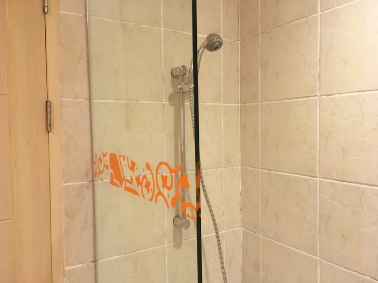 シャワーとガラス仕切り。