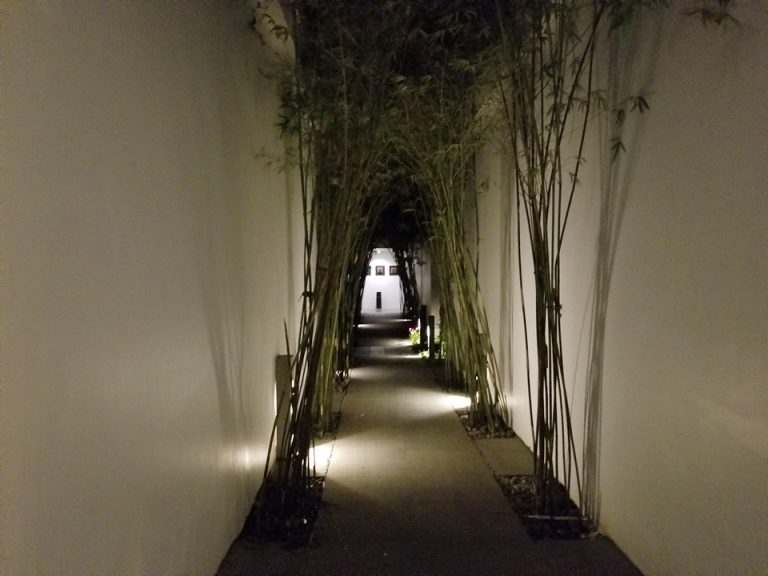 部屋の前の通路です。ライトアップされて綺麗でした。