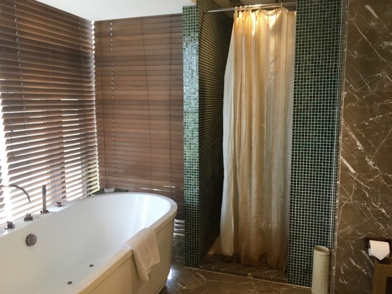 バスタブの右手にシャワーブースがあります