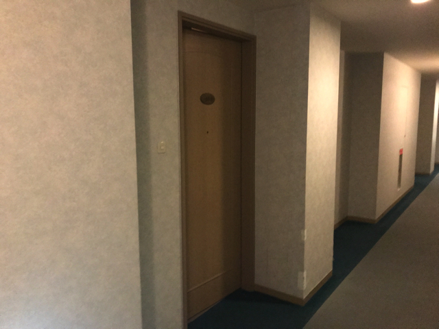 客室ドア入口 ドアの作りも壁紙もシンプルな感じ。ドアは温かみのある木製ドア copy