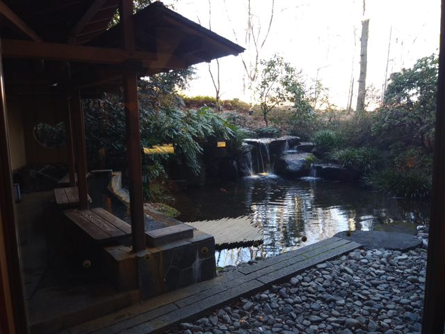 ラウンジ奥の足湯と庭園 copy