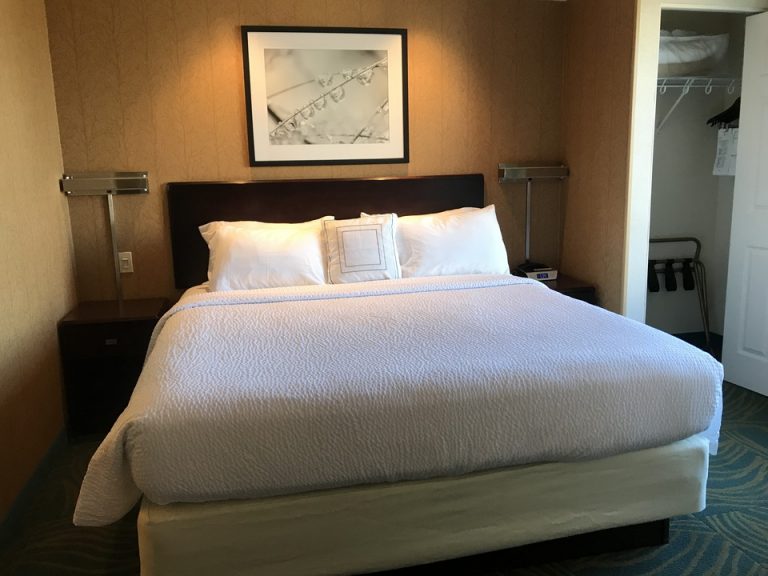 洗面台から見たベット