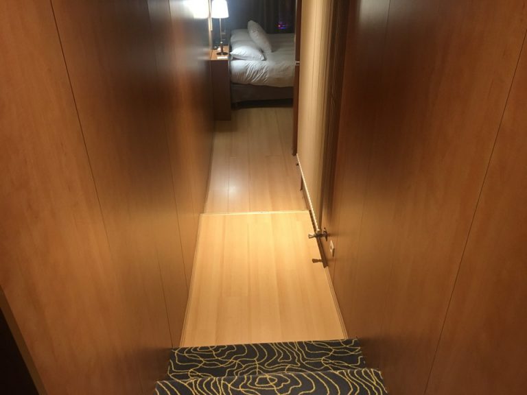 客室入り口から廊下、ベッドまで