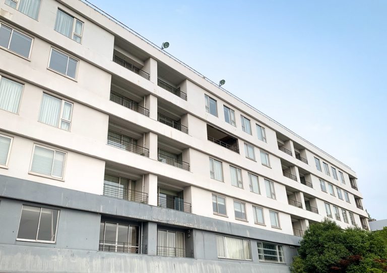 外観。外は少し古さを感じる