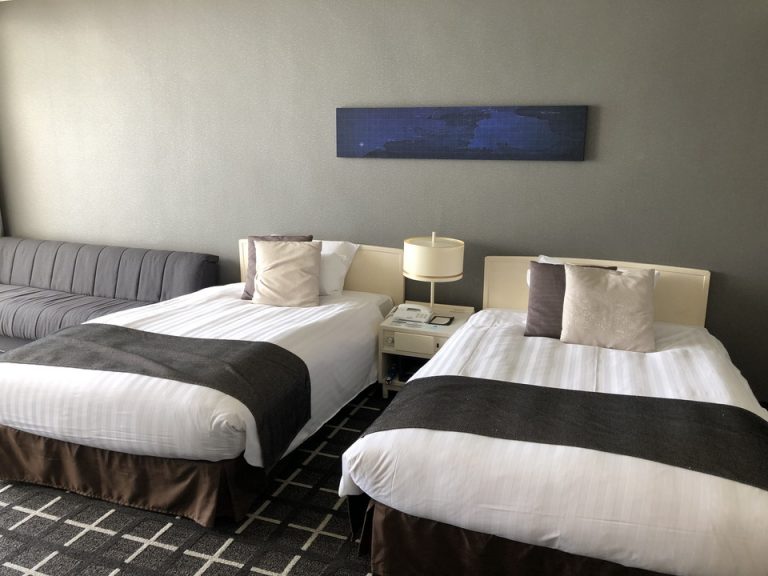 ベッド全体とソファ