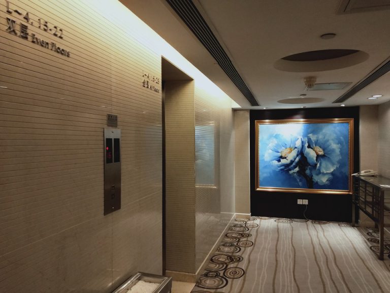 エレベーター客室階 絵が置かれている