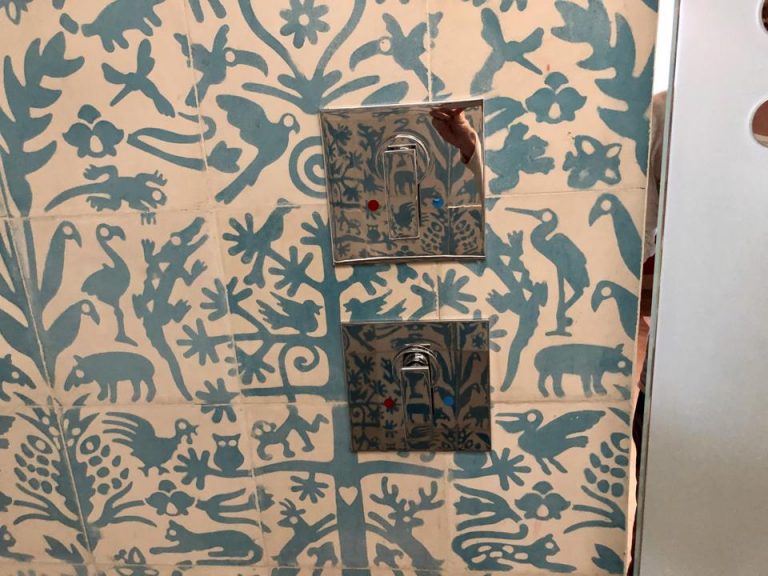 天井のシャワーと手持ちのシャワーが同時に使えます。2つ合わせると水量が十分でした。