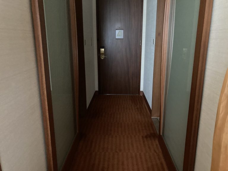 部屋奥から見た玄関。