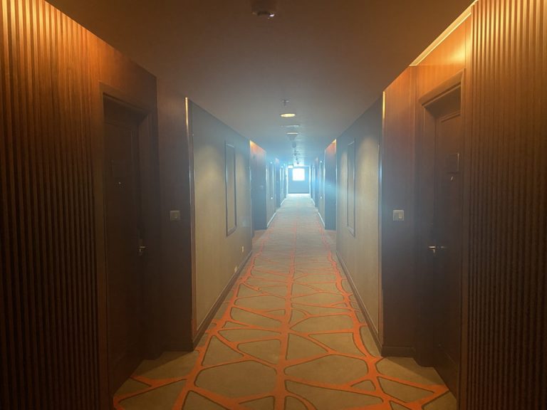 客室階廊下全体・入口付近廊下