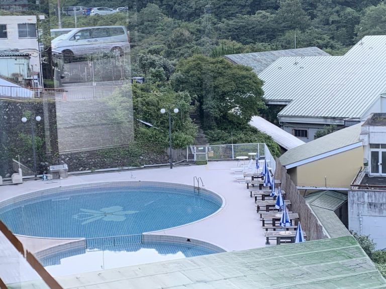 ロビーからのプール
