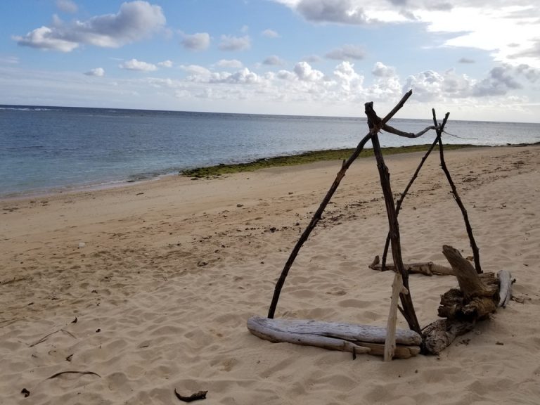 フロント棟から抜けたビーチには木のオブジェ?が。