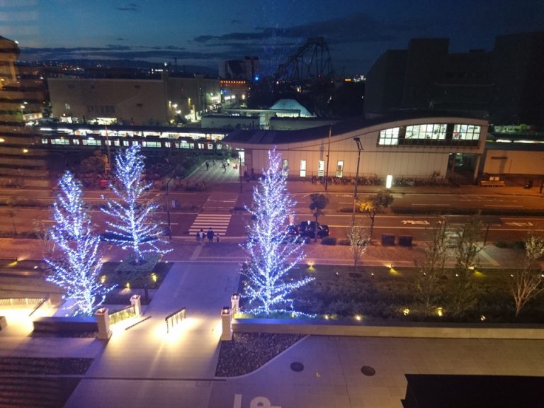 横断歩道を渡るだけでJR桜島駅あり