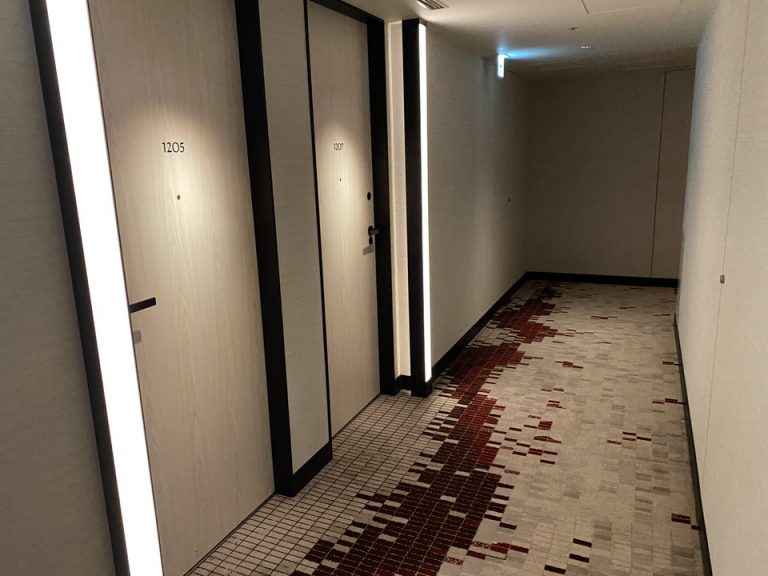 客室ドア前の廊下
