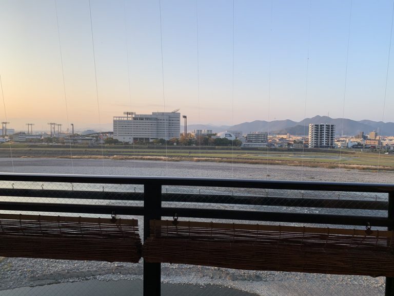 客室からの眺め 鳥よけ?のワイヤーがありますが、透明なので景色にはそれほど影響ありません