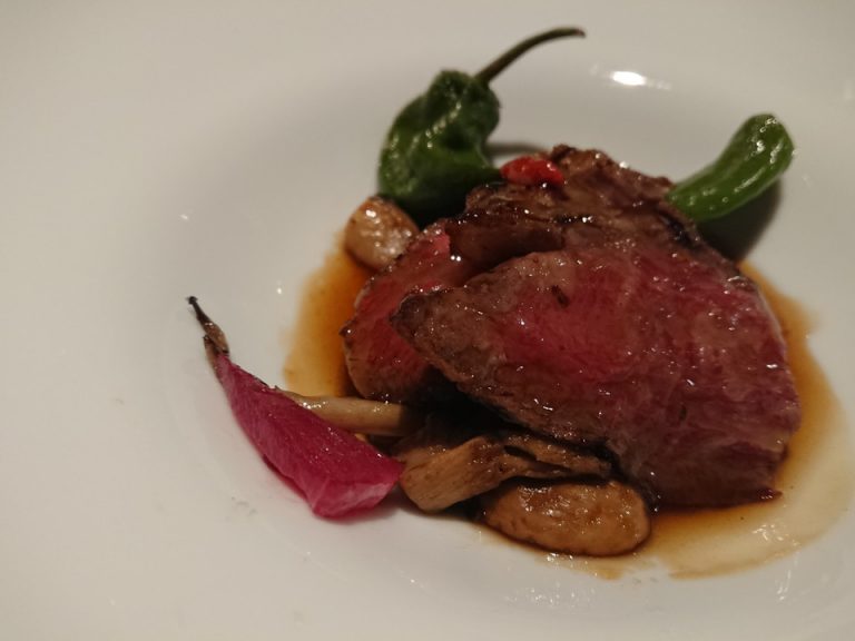 上州牛サーロインと吾妻産茄子のポトフ―仕立て 柚子胡椒風味