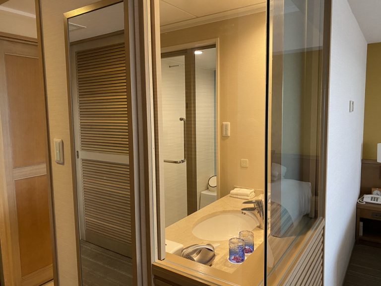 洗面所方向 洗面所のミラーの扉を開けた状態(ワイドビュー)