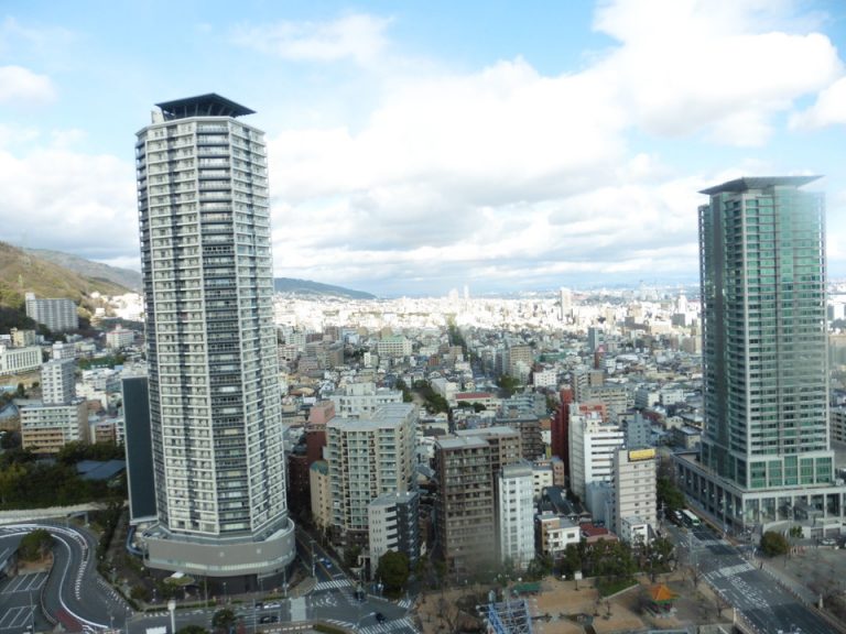 海側、雲が多いですが、晴れた日なら関空のほうまで見えるかも