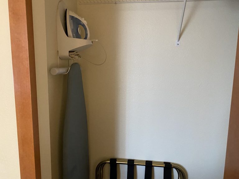 クローゼット内にはアイロンやラックがありました