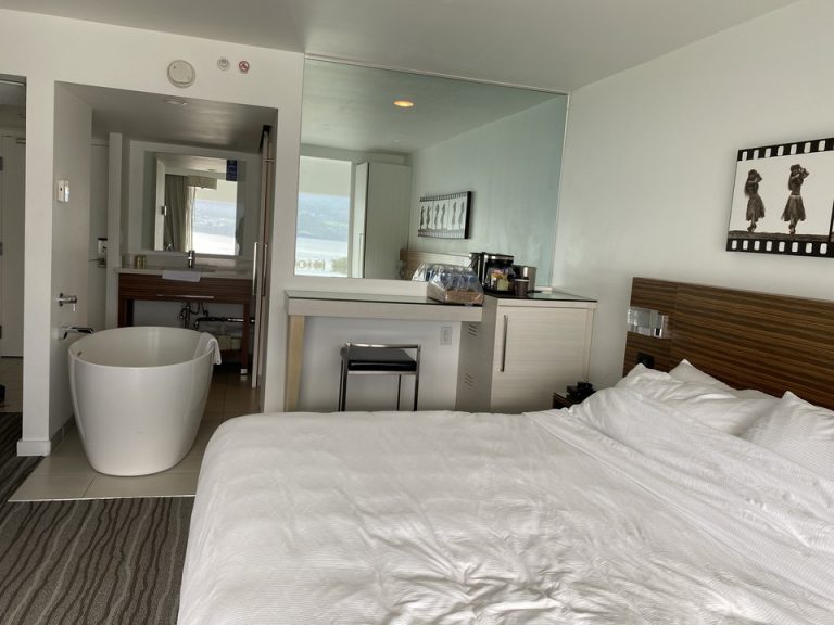 バスルーム側にはミラーのように壁が作られていました