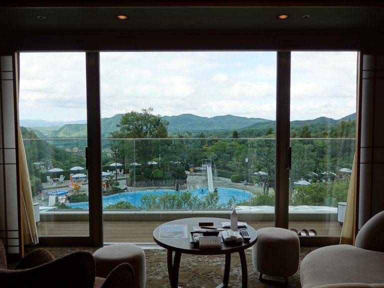 窓から有馬の自然とプールの様子がよく見えます(2)