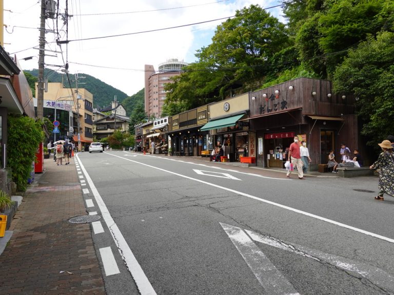 お土産屋さんがずらりと並んでいます(バス停前)(3)