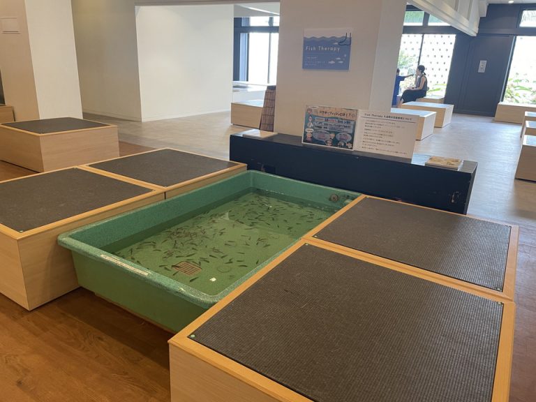ロビーにはフィッシュセラピーコーナーが