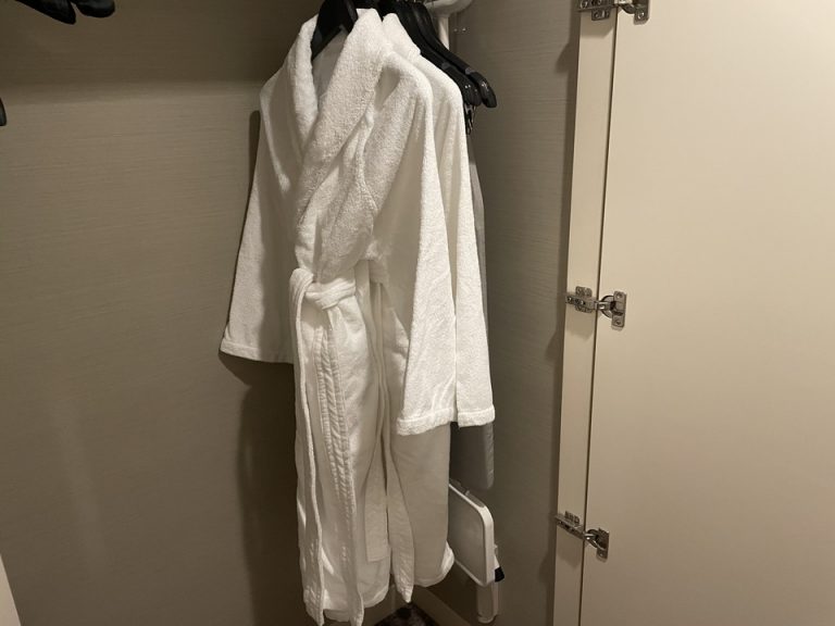 クローゼットのハンガーにかけてあるガウン