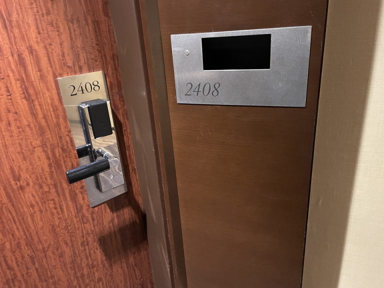 客室ドアノブ付近拡大