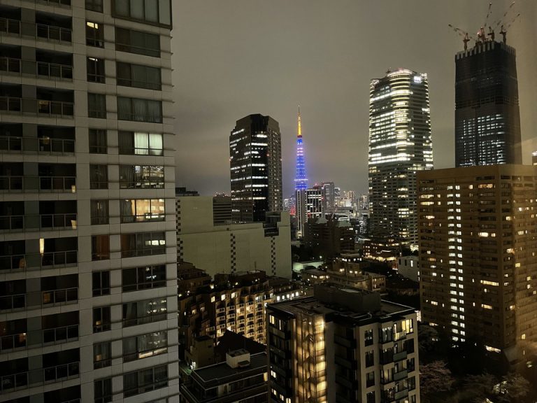 窓からの夜景・東京タワー