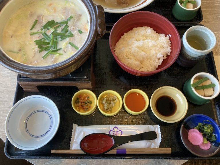 昼食でいただいた豆乳鍋