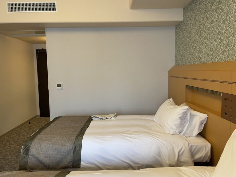 客室窓側から入口(ベッド横)