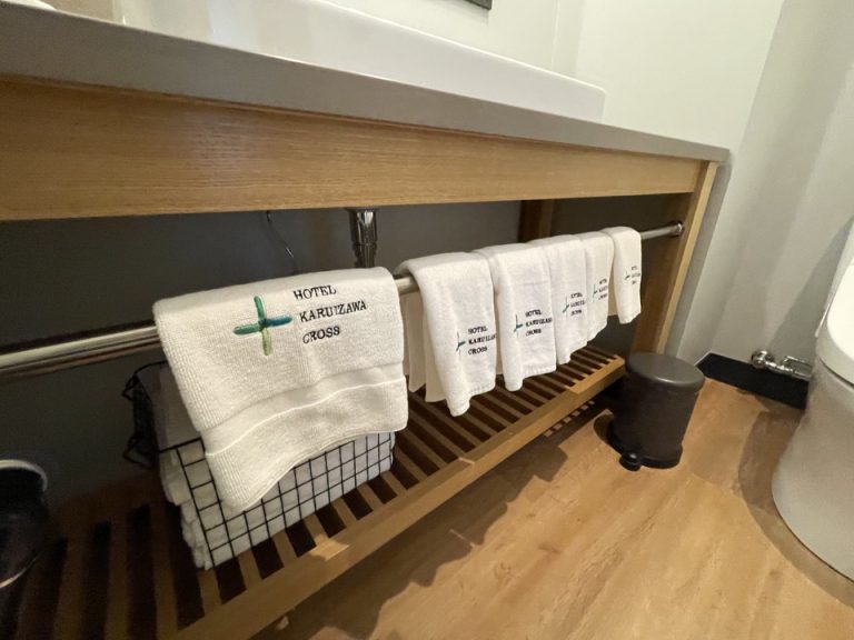 洗面台下、小さなゴミ箱あり