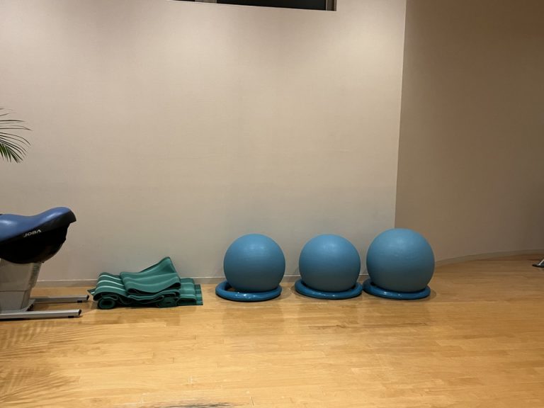 フィットネススペース。裸足で入れるのでリラックスできました