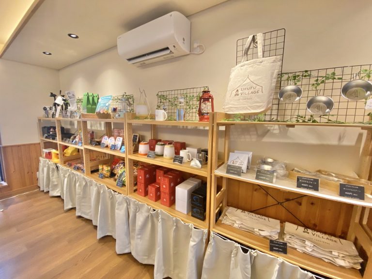 ショップには、オリジナルのブランケット・バック・ランタンのほか、お酒・食材・お菓子・カップラーメン・花火・アイス・マシュマロなどがありました。ベビーチェアやプラネタリウムなど、子連れグランピングを楽しむグッズの貸し出しもあります。