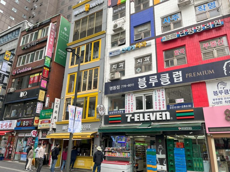 歩いてすぐに明洞の繁華街