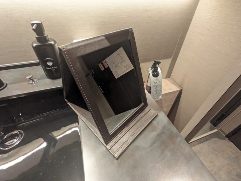 鏡右側には折り畳みミラー