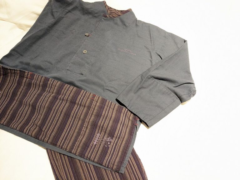 ワンポイント刺繍がかわいい作務衣風パジャマ