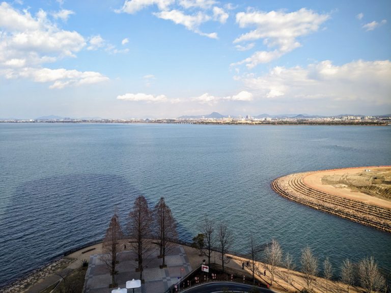 部屋からの眺望三上山(近江富士)方向