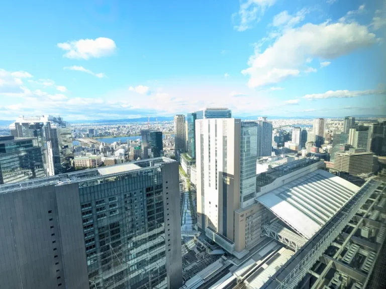 部屋からの眺望昼(下にJR大阪駅)