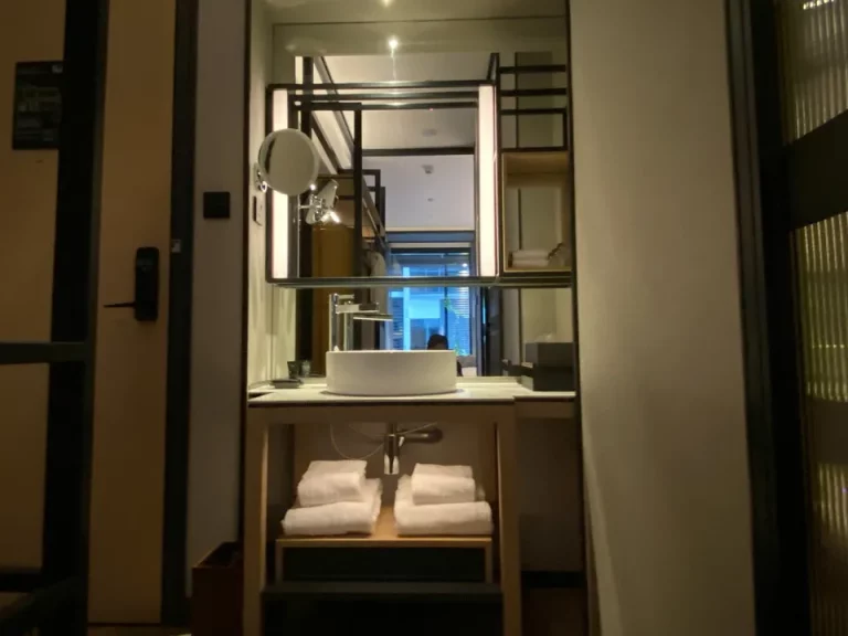 1洗面台全体。客室入ってすぐ左にあり。